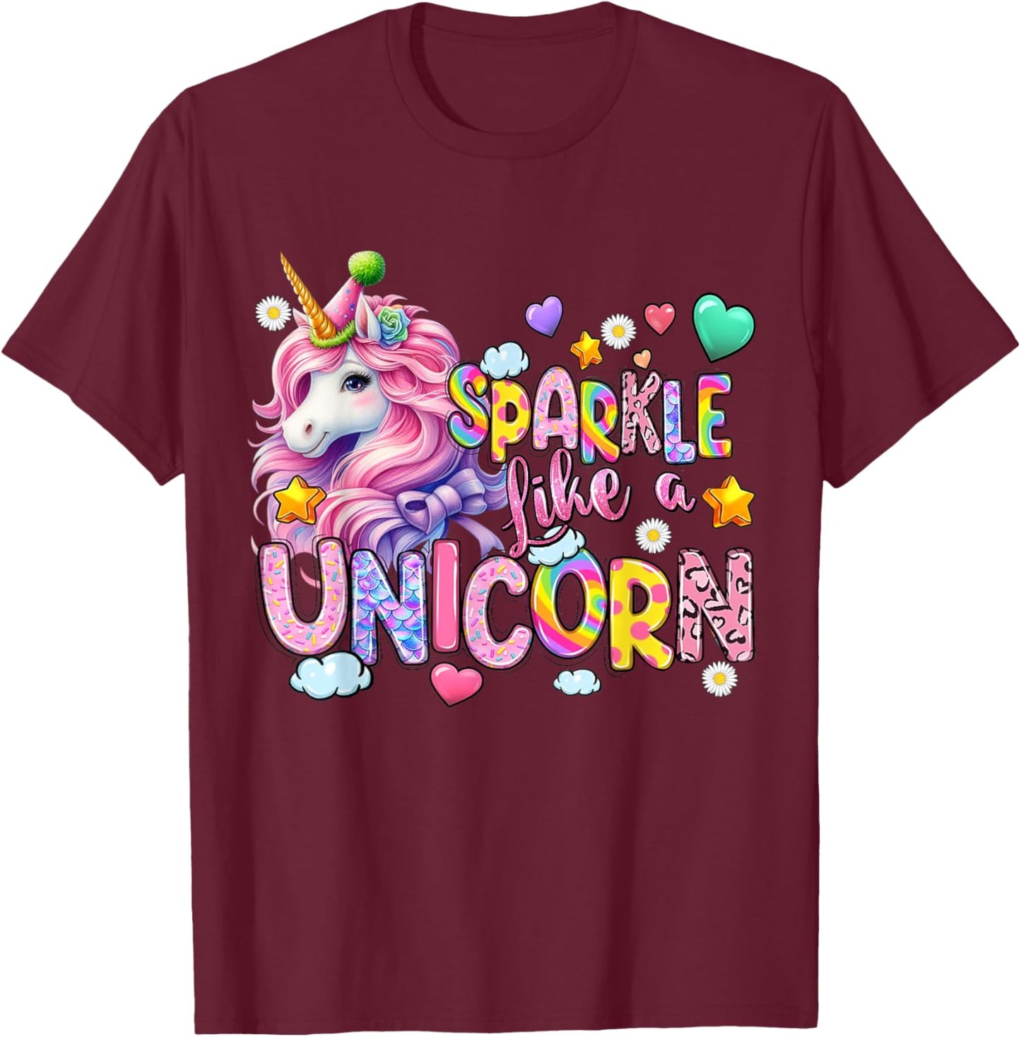 Sparkle Like A Unicorn Cute T-Shirt - T-Shirt | Maroon