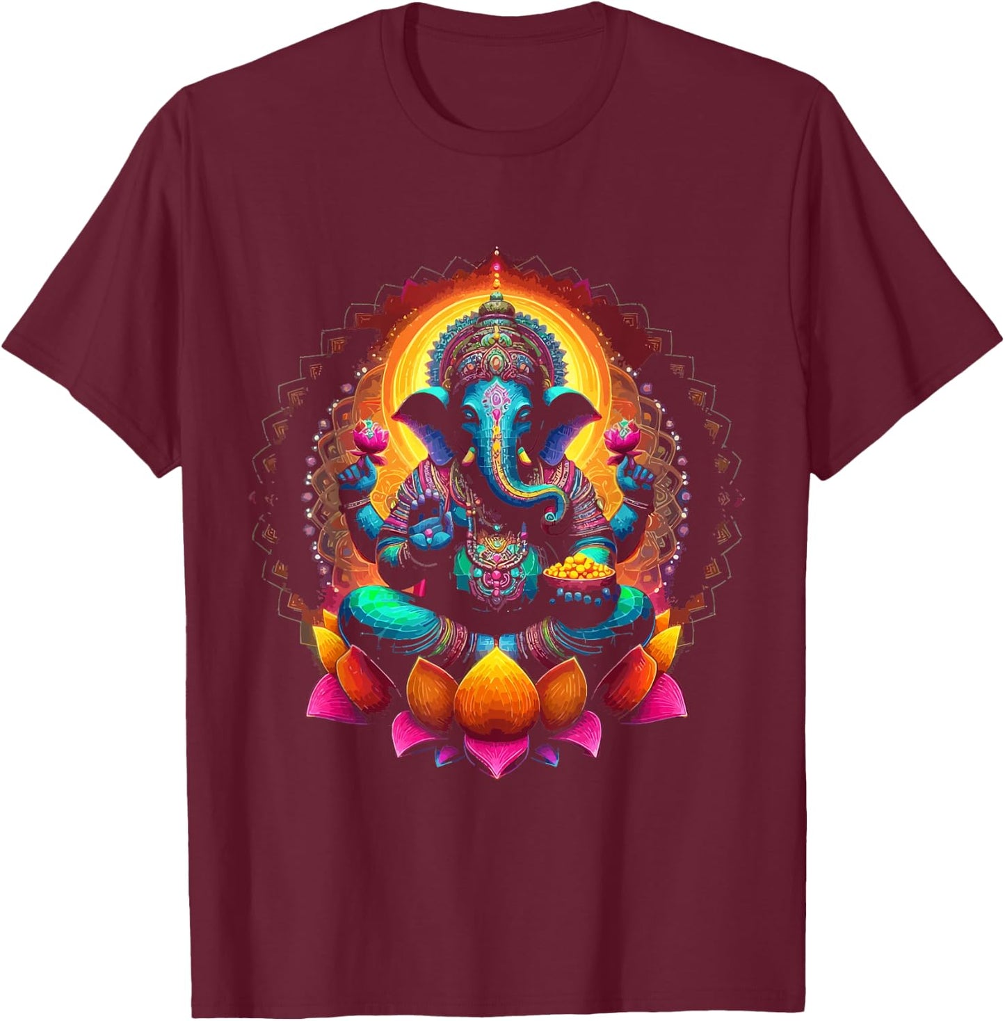 Ganesh Symbol Yoga Hindu Elephant God Ganesha Puja , black T-Shirt - T-Shirt | Maroon