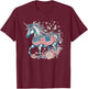 American Unicorn 4th Of July Patriotic USA Flag Girls Women T-Shirt - T-Shirt | Maroon