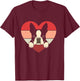 Retro Heart Boston Terrier Dog Vintage Valentine T-Shirt - T-Shirt | Maroon