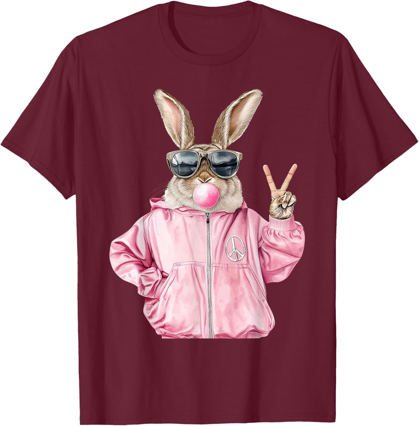 Cool Funny Easter Bunny Women Graphic for Girls T-Shirt - T-Shirt | Maroon