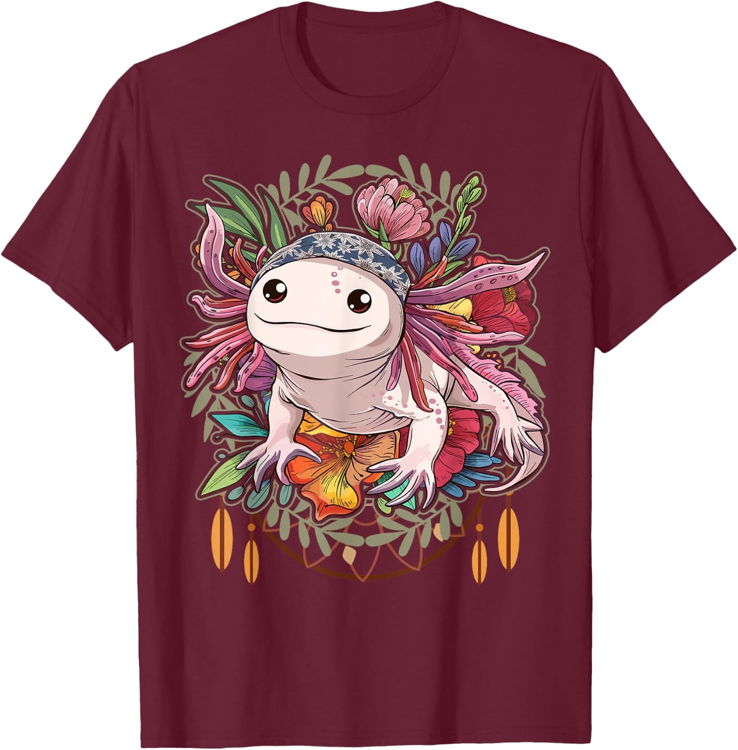 Axolotl Shirt Axolotl Shirts For Girls Women Boho Axolotl T-Shirt - T-Shirt | Maroon