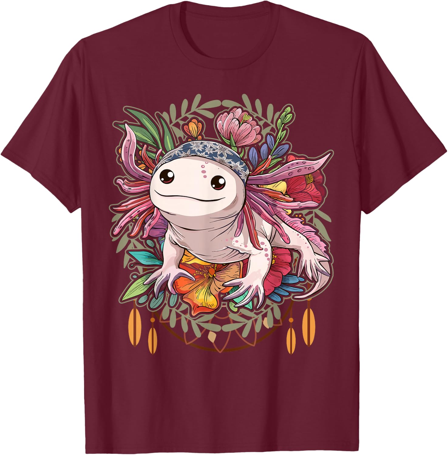 Axolotl Shirt Axolotl Shirts For Girls Women Boho Axolotl T-Shirt - T-Shirt | Maroon