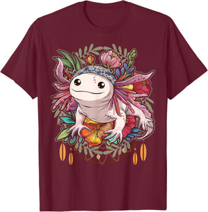 Axolotl Shirt Axolotl Shirts For Girls Women Boho Axolotl T-Shirt - T-Shirt | Maroon