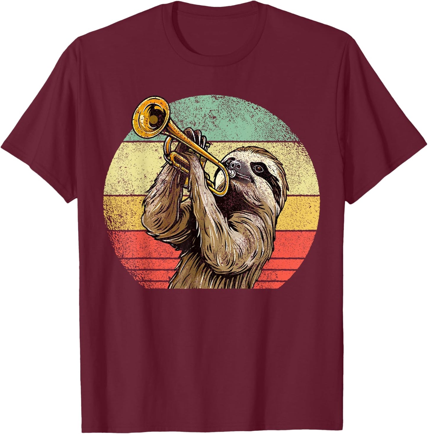 Sloth Plays Trumpet Sloth Trumpet Player T-Shirt - T-Shirt | Maroon