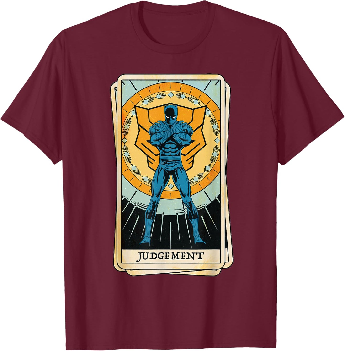 Marvel Tarot Arcana Black Panther as the Judgement Card T-Shirt - T-Shirt | Maroon