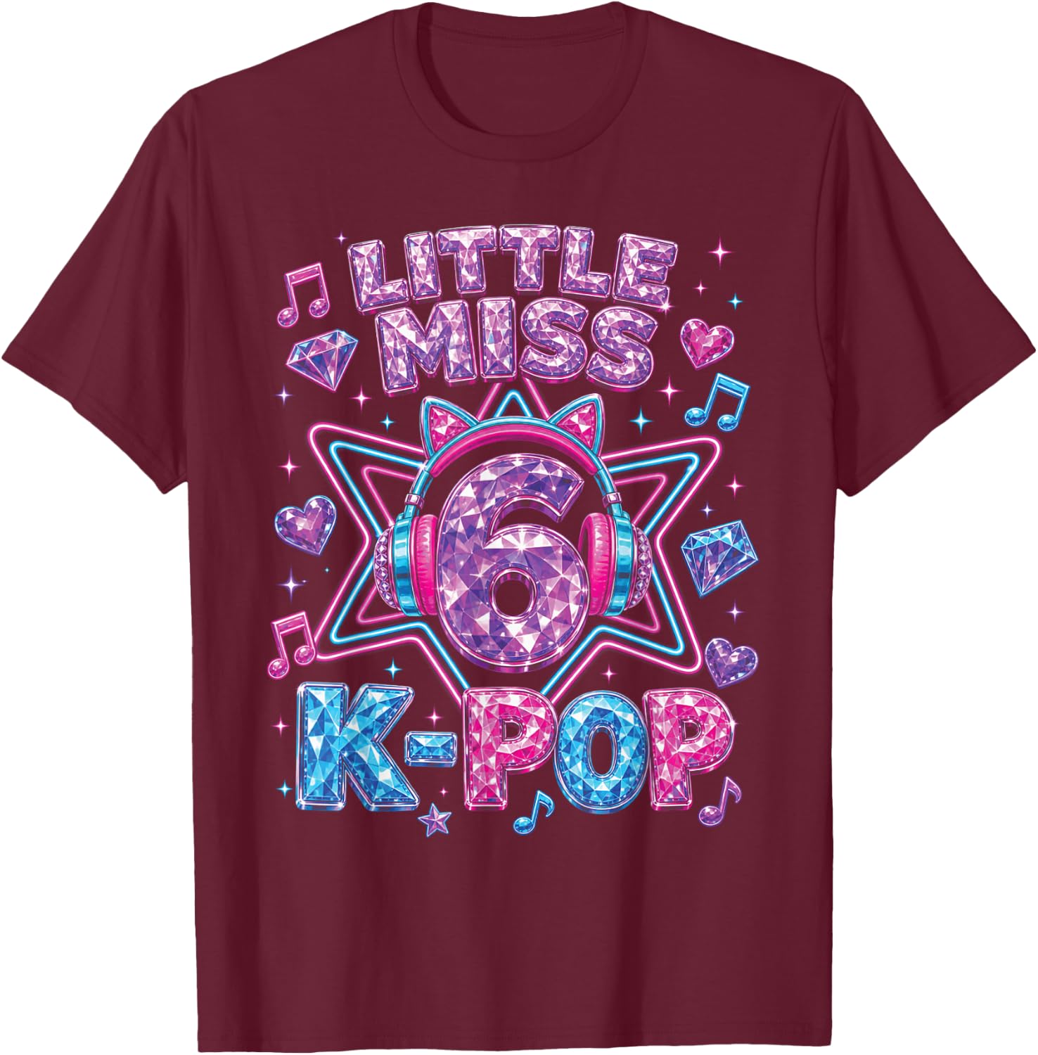 K-Pop 6. Geburtstag Mädchen 6 Jahre alt Mädchen T-Shirt - T-Shirt | Maroon