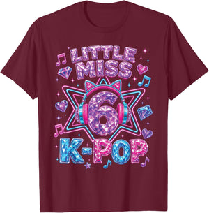 K-Pop 6. Geburtstag Mädchen 6 Jahre alt Mädchen T-Shirt - T-Shirt | Maroon