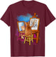 Cat Painting Lion Artistic Animals Lover Graphic Novelty T-Shirt - T-Shirt | Maroon
