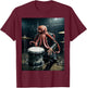 Punk Rock Octopus Head Heavy Metal Drums Leather Jacket Cool T-Shirt - T-Shirt | Maroon
