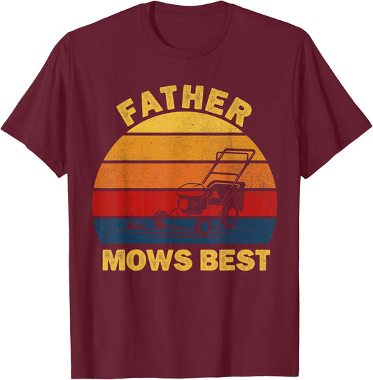 Lawn Mower Garden Dad Mows Best Gardening Tractor Landscaper T-Shirt - T-Shirt | Maroon