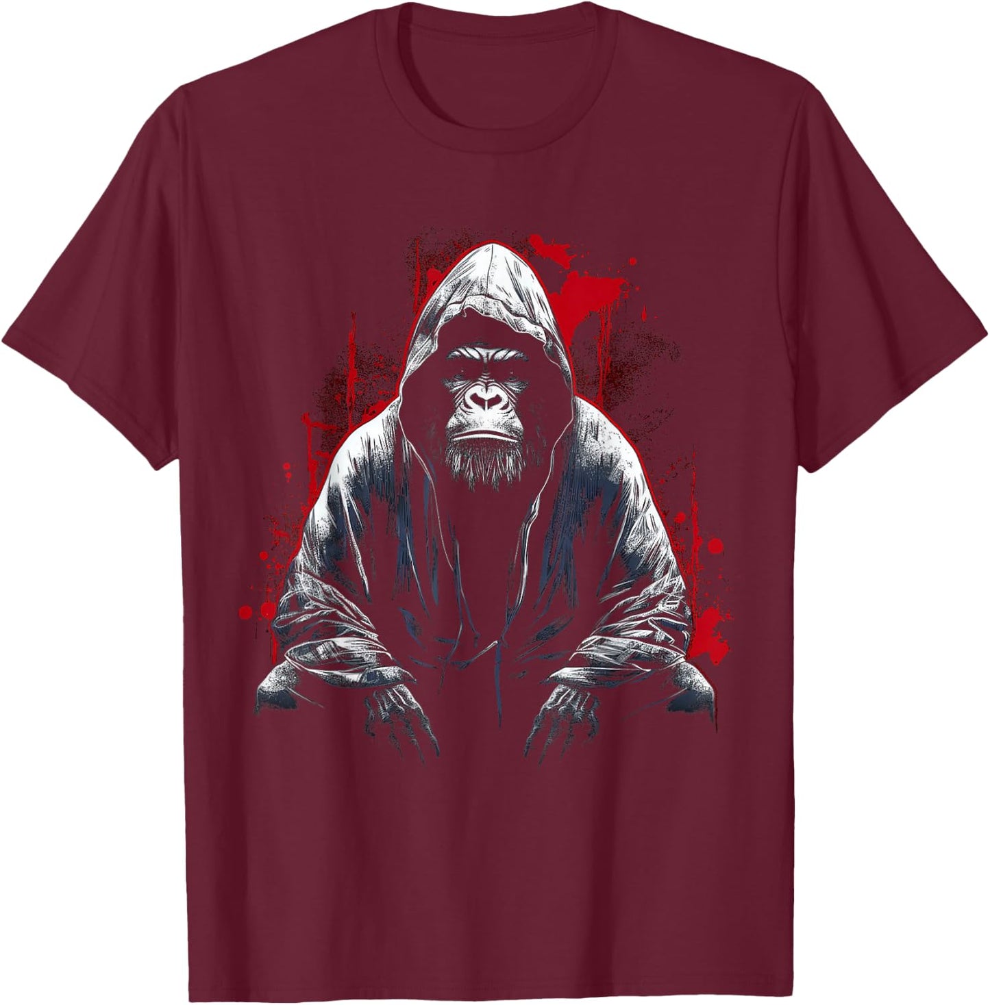 Gorilla Animal Illustration Gorilla , Black, S T-Shirt - T-Shirt | Maroon