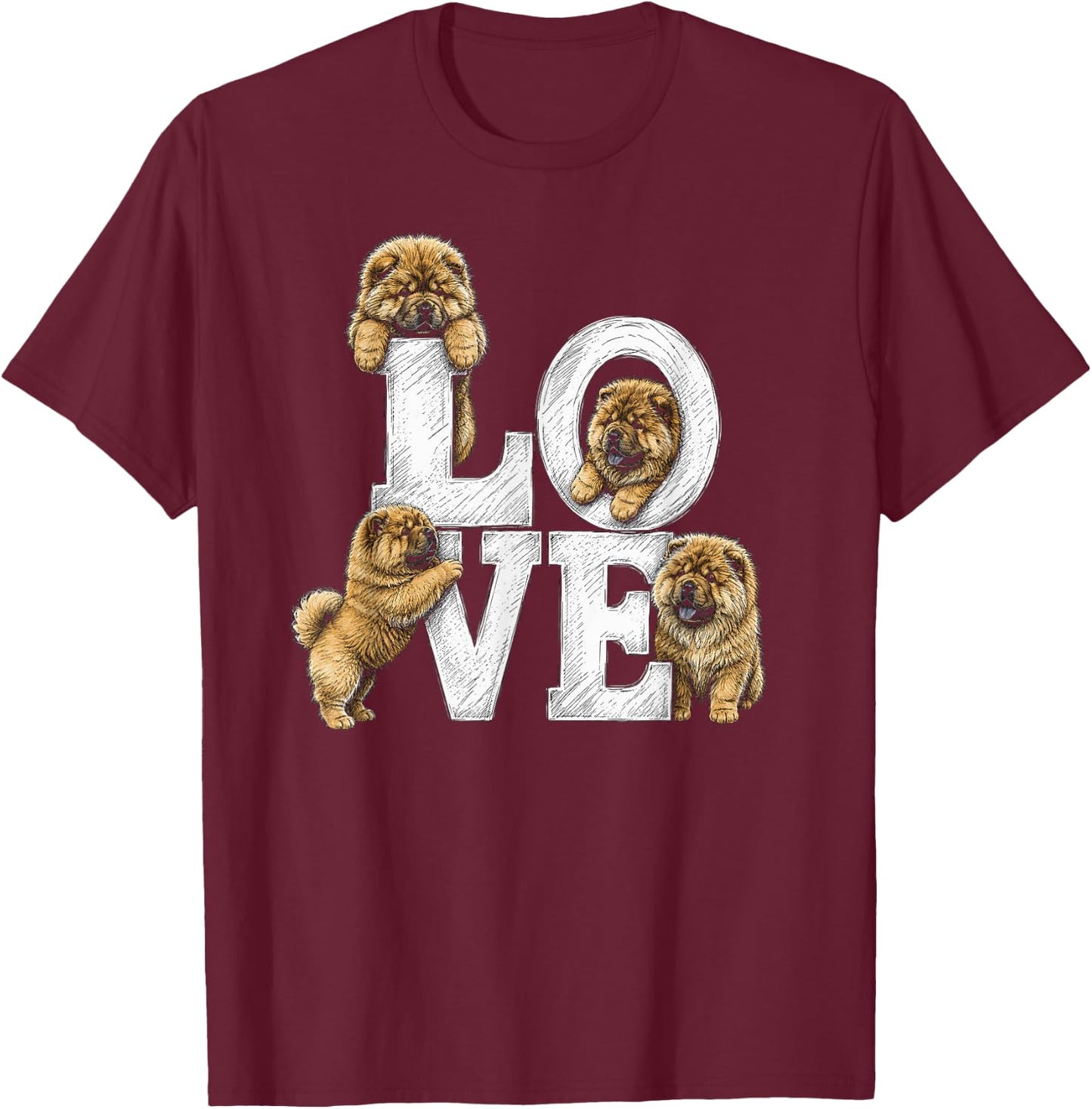 Chow Chow Love Artwork Design T-Shirt - T-Shirt | Maroon