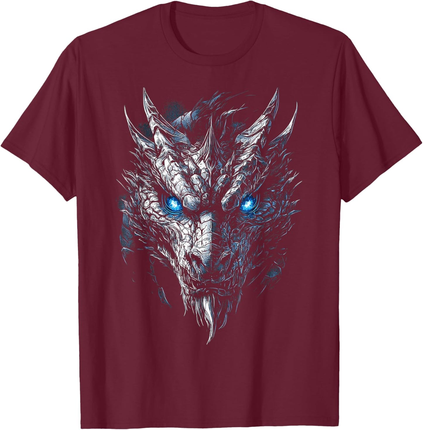 Dragon Ufo Graphic Blue Eyes Illustration Dragon , Black, S T-Shirt - T-Shirt | Maroon