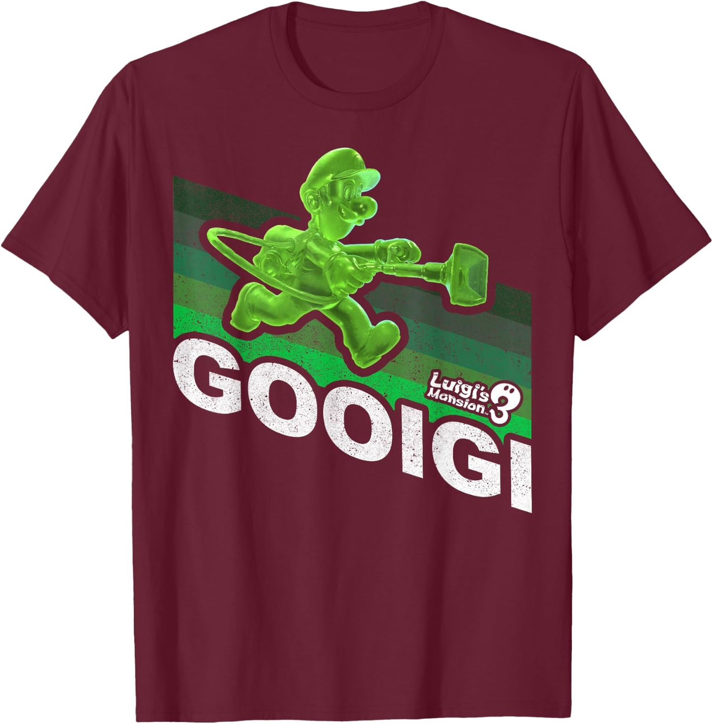 Luigi's Mansion 3 Gooigi Retro Line T-Shirt - T-Shirt | Maroon