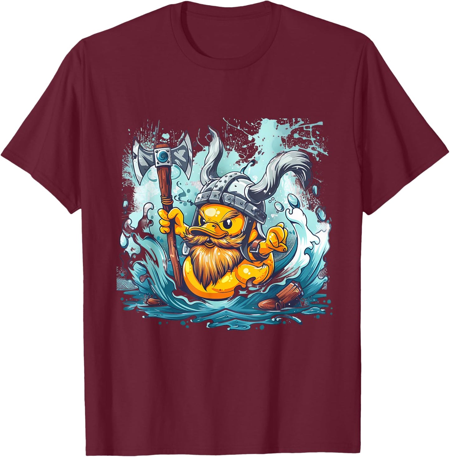 Rubber Duck Rubber Duckling Viking Helmet Viking Duck T-Shirt - T-Shirt | Maroon