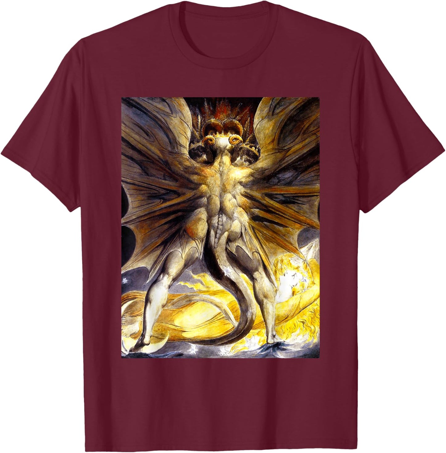 The Red Dragon and the Woman William Blake Romanticism Art T-Shirt - T-Shirt | Maroon