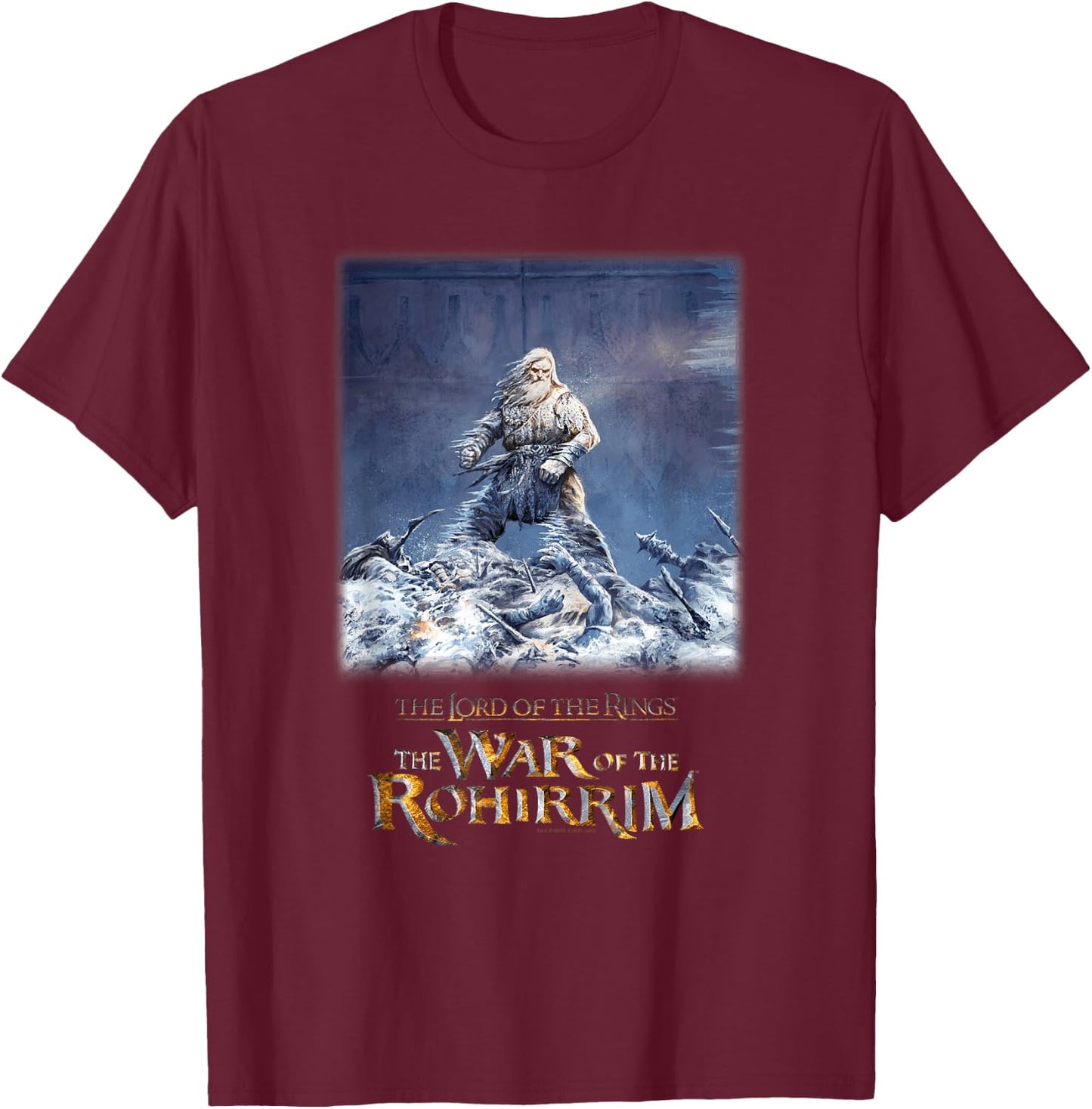 LOTR Rohirrim Helm Hammerhand Fantasy Movie T-Shirt - T-Shirt | Maroon