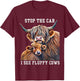 Stop the Car I See a Fluffy Cow Breeder Girl who Loves Cows T-Shirt - T-Shirt | Maroon
