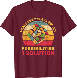 Puzzle Cube Funny One Solution Speed Cubing Retro Math T-Shirt - T-Shirt | Maroon