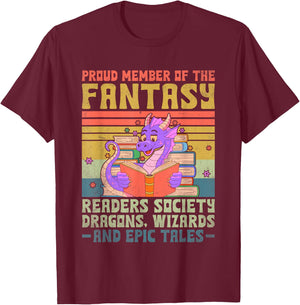 Fantasy Reader Society Reading Book Retro Bookworm Reader T-Shirt - T-Shirt | Maroon