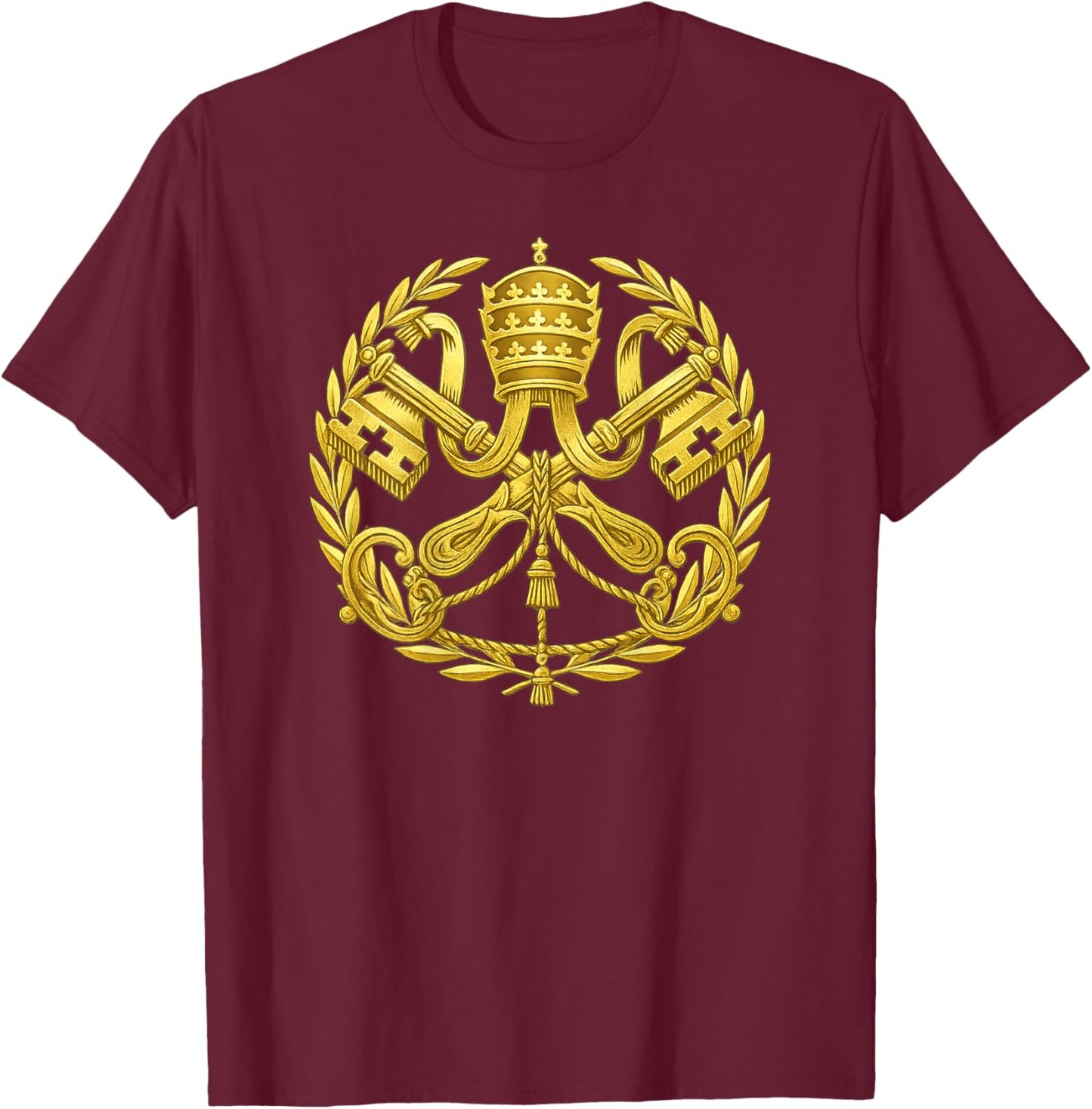 Clés catholiques Romaines du Vatican T-Shirt - T-Shirt | Maroon