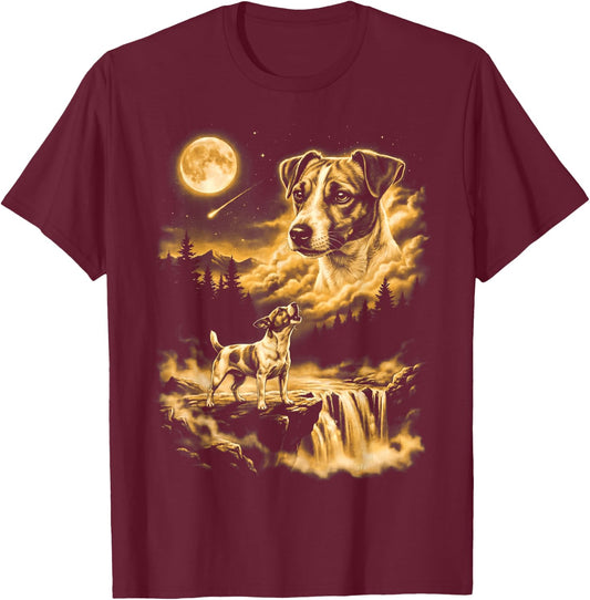 Jack Russell Terrier Howling to The Moon T-Shirt - T-Shirt | Maroon