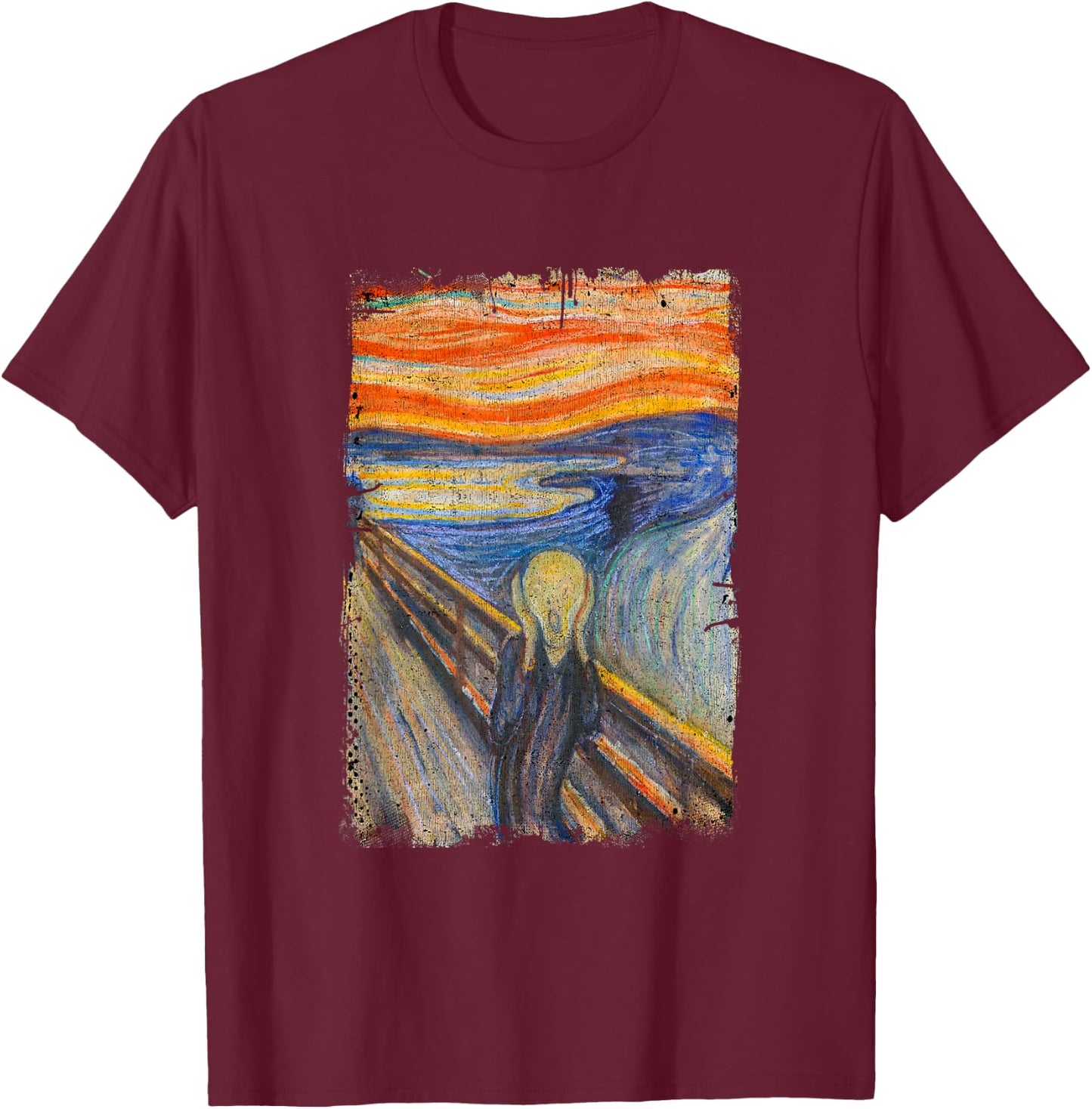 The Scream by Edvard Artist Munch Famous Painting T-Shirt - T-Shirt | Maroon