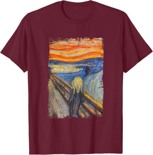 The Scream by Edvard Artist Munch Famous Painting T-Shirt - T-Shirt | Maroon