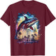 Whale Nature Abstract Animal Painting Art Graphic Whale T-Shirt - T-Shirt | Maroon