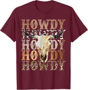 Retro Howdy Cowboy Cowgirl Western Rodeo Women T-Shirt - T-Shirt | Maroon