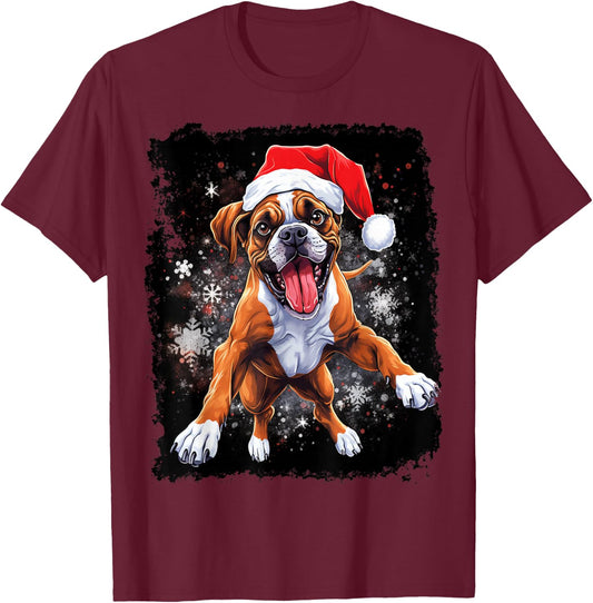 Christmas Boxer Dog T-Shirt - T-Shirt | Maroon