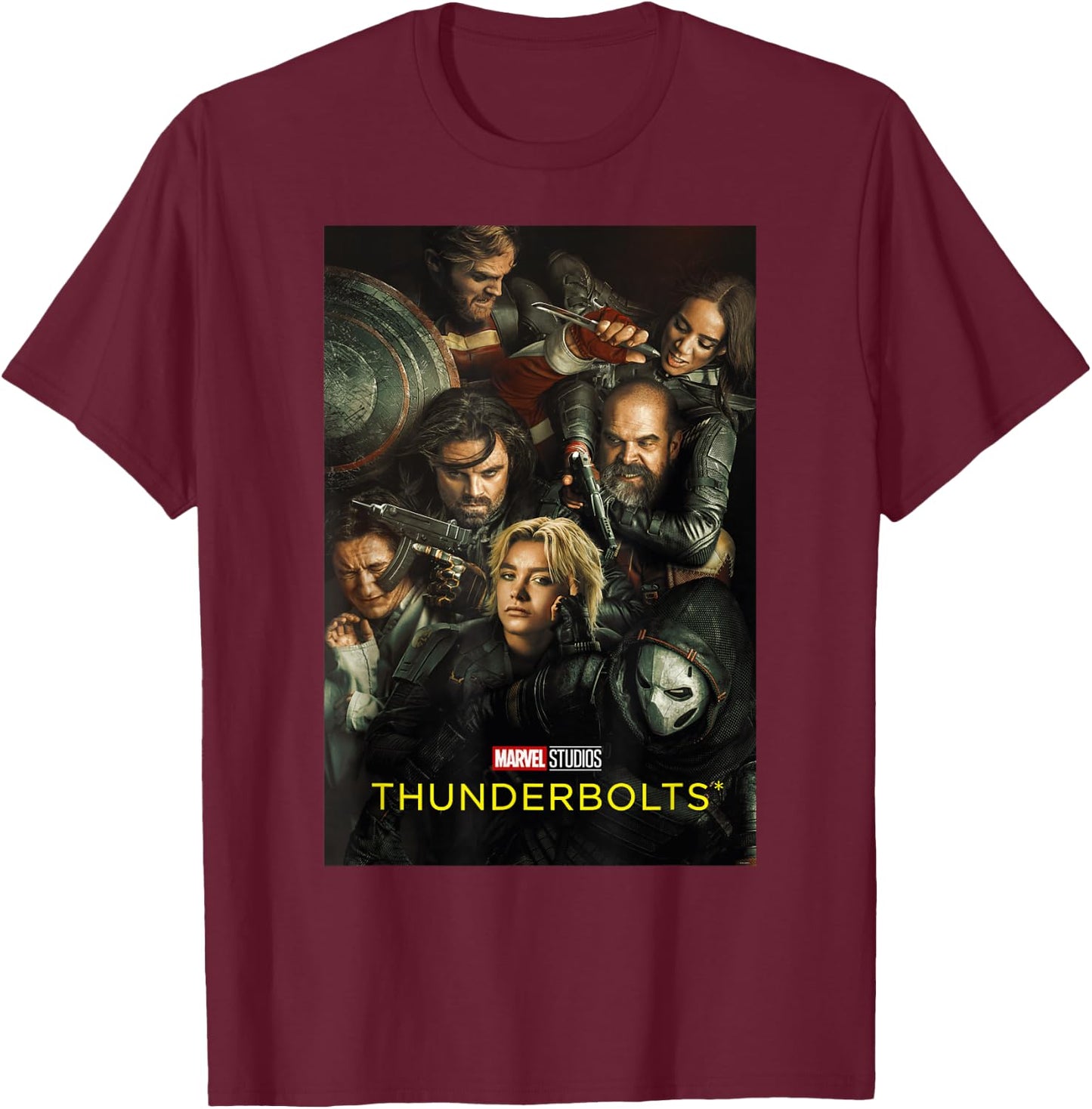 Marvel Studios Thunderbolts Official Movie Poster Art , black T-Shirt - T-Shirt | Maroon