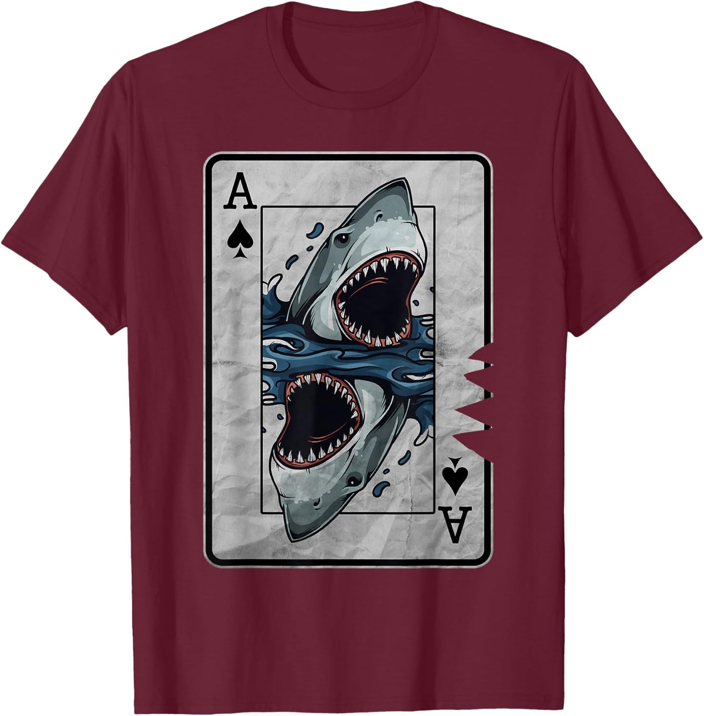Poker Card Great White Shark T-Shirt - T-Shirt | Maroon