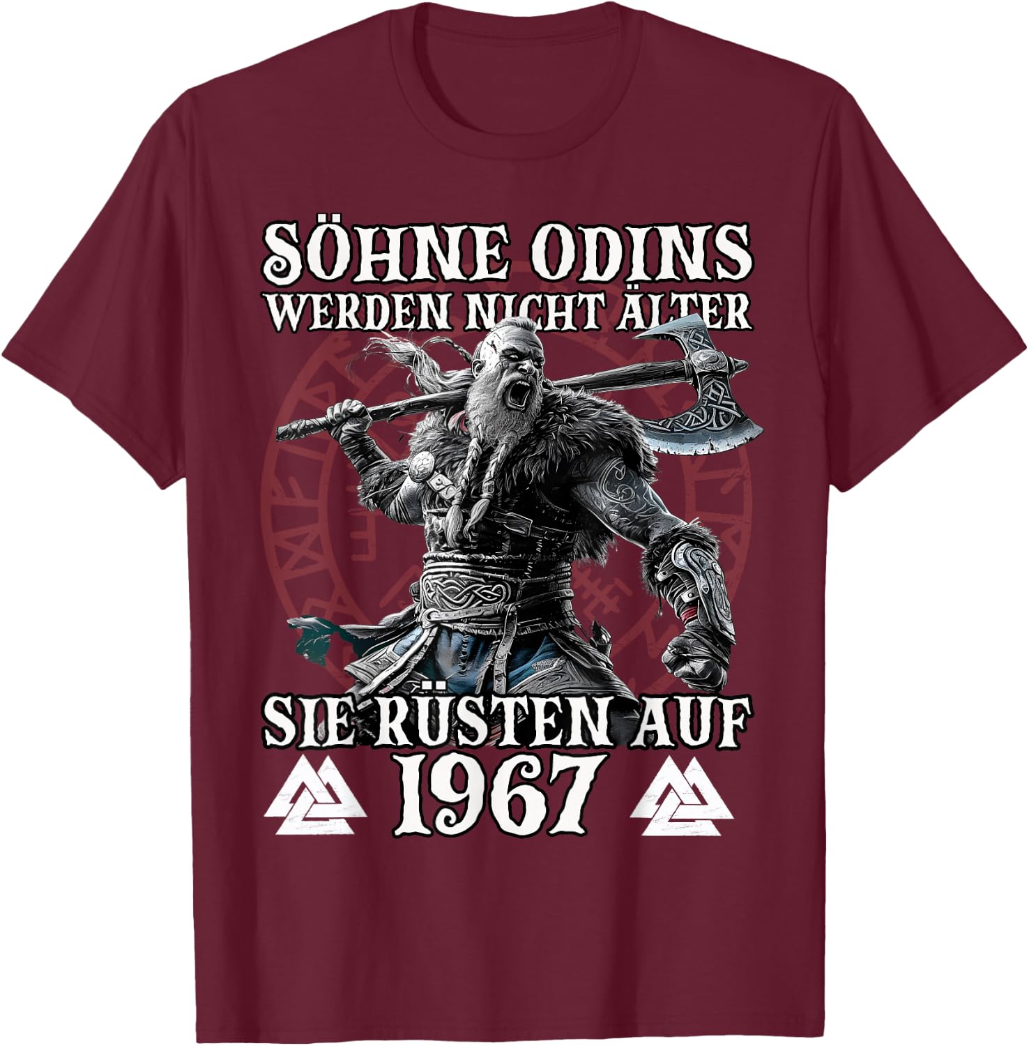 Wikinger Herren T Odins Söhne Jahrgang 1967 Geburtstags T-Shirt - T-Shirt | Maroon