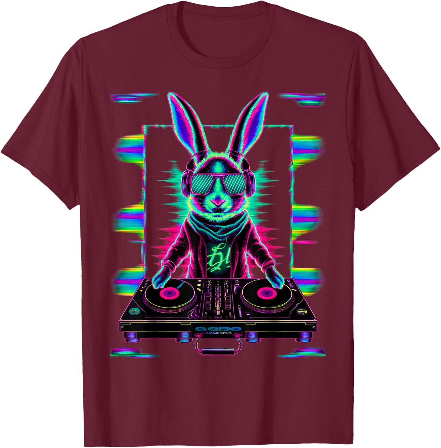 House Music Festival Bunny DJ Techno Rave EDM Osterhase T-Shirt - T-Shirt | Maroon