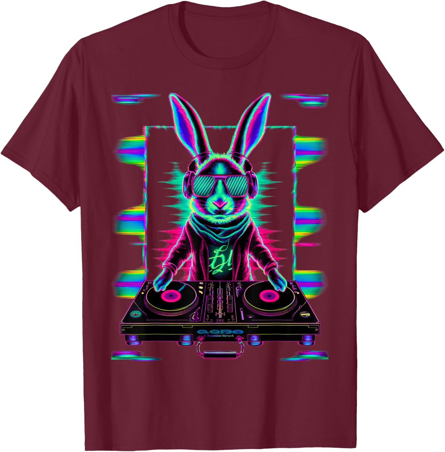 House Music Festival Bunny DJ Techno Rave EDM Osterhase T-Shirt - T-Shirt | Maroon