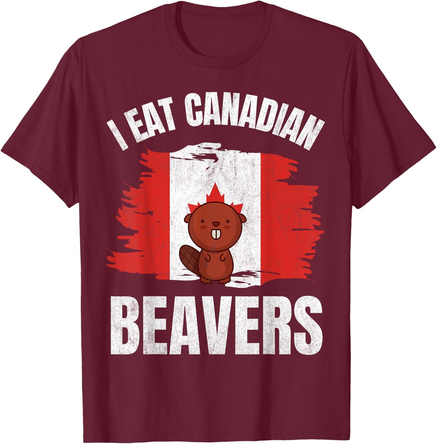 Funny Canadian Beaver, Funny Canada T-Shirt - T-Shirt | Maroon