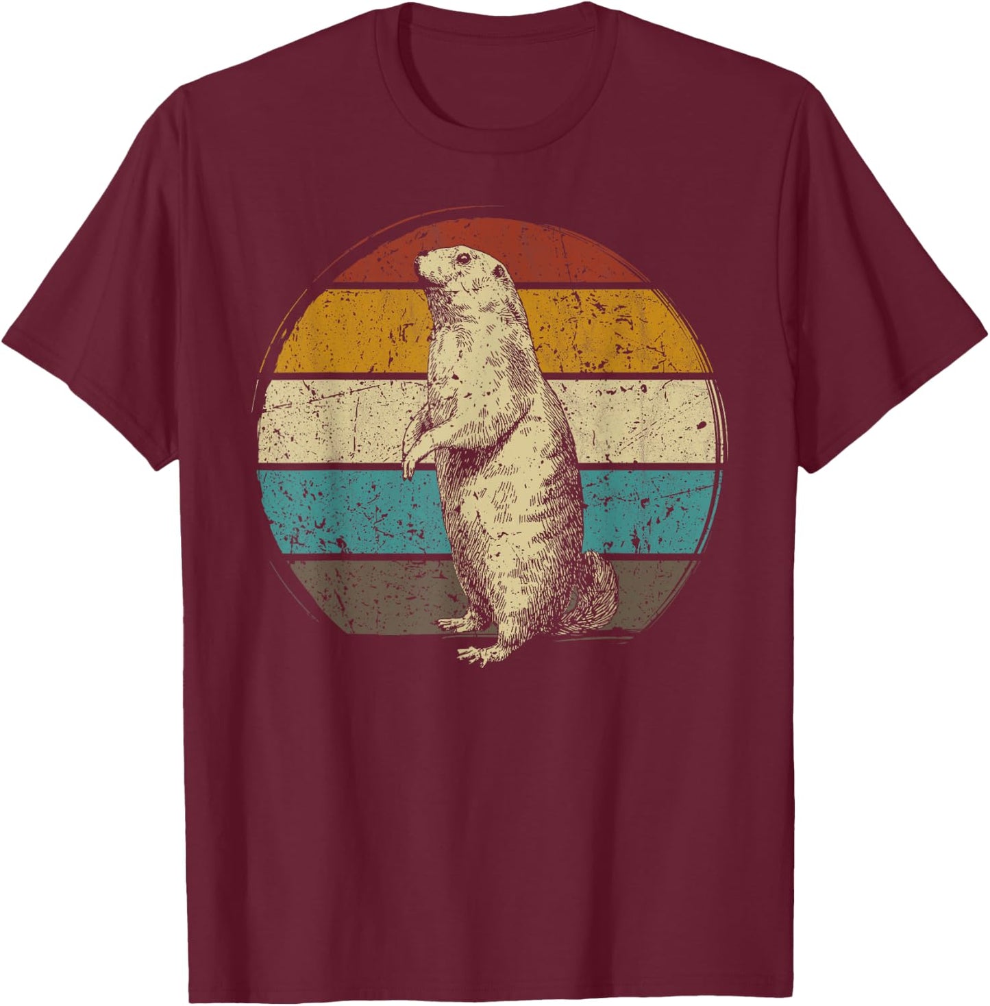 Prairie dog vintage for Prairie Dog Lover 60s 70s Retro Women Kids T-Shirt - T-Shirt | Maroon