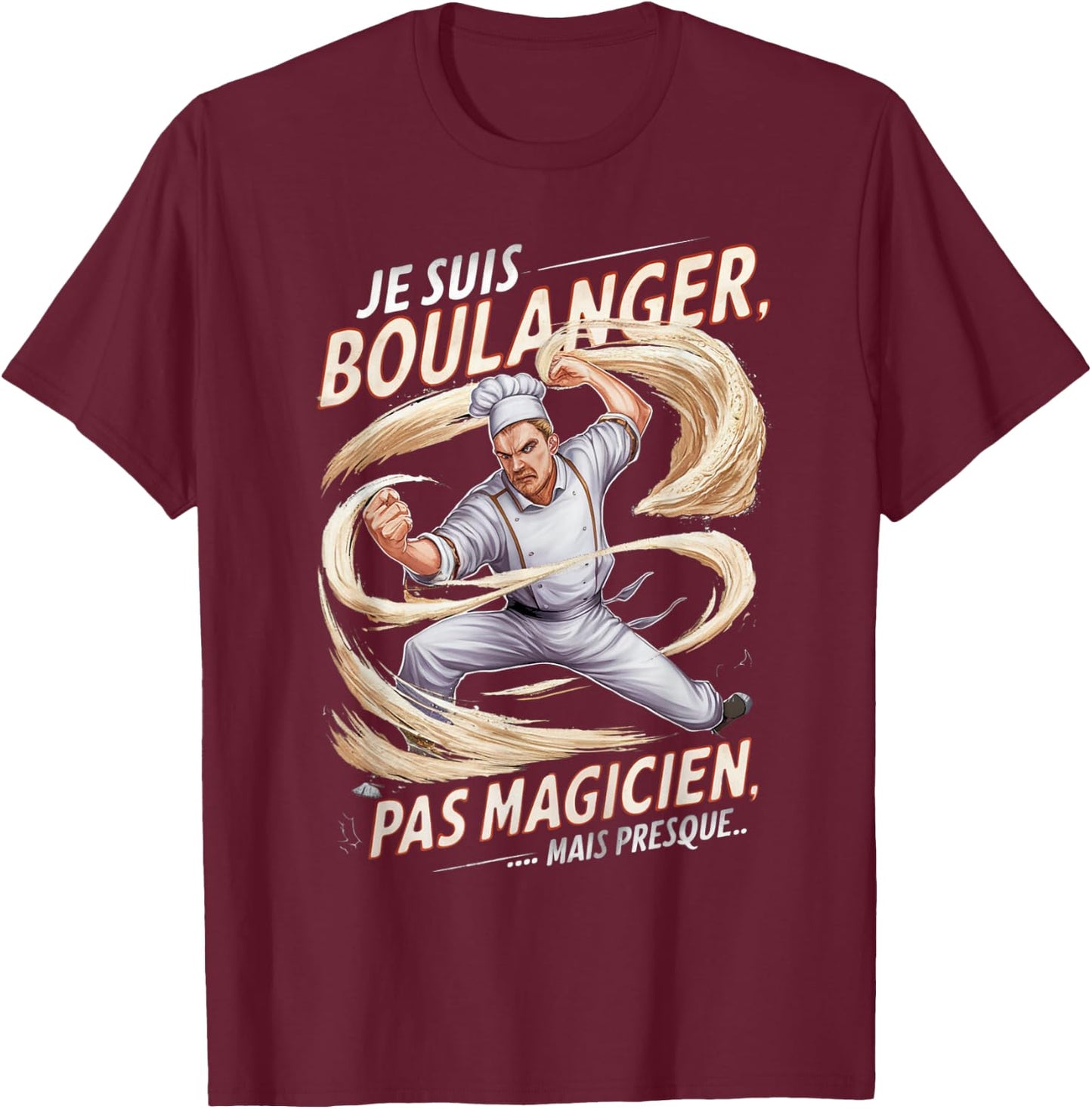 Baker No Magician Gift Baker Humor Bakery , Black, S T-Shirt - T-Shirt | Maroon