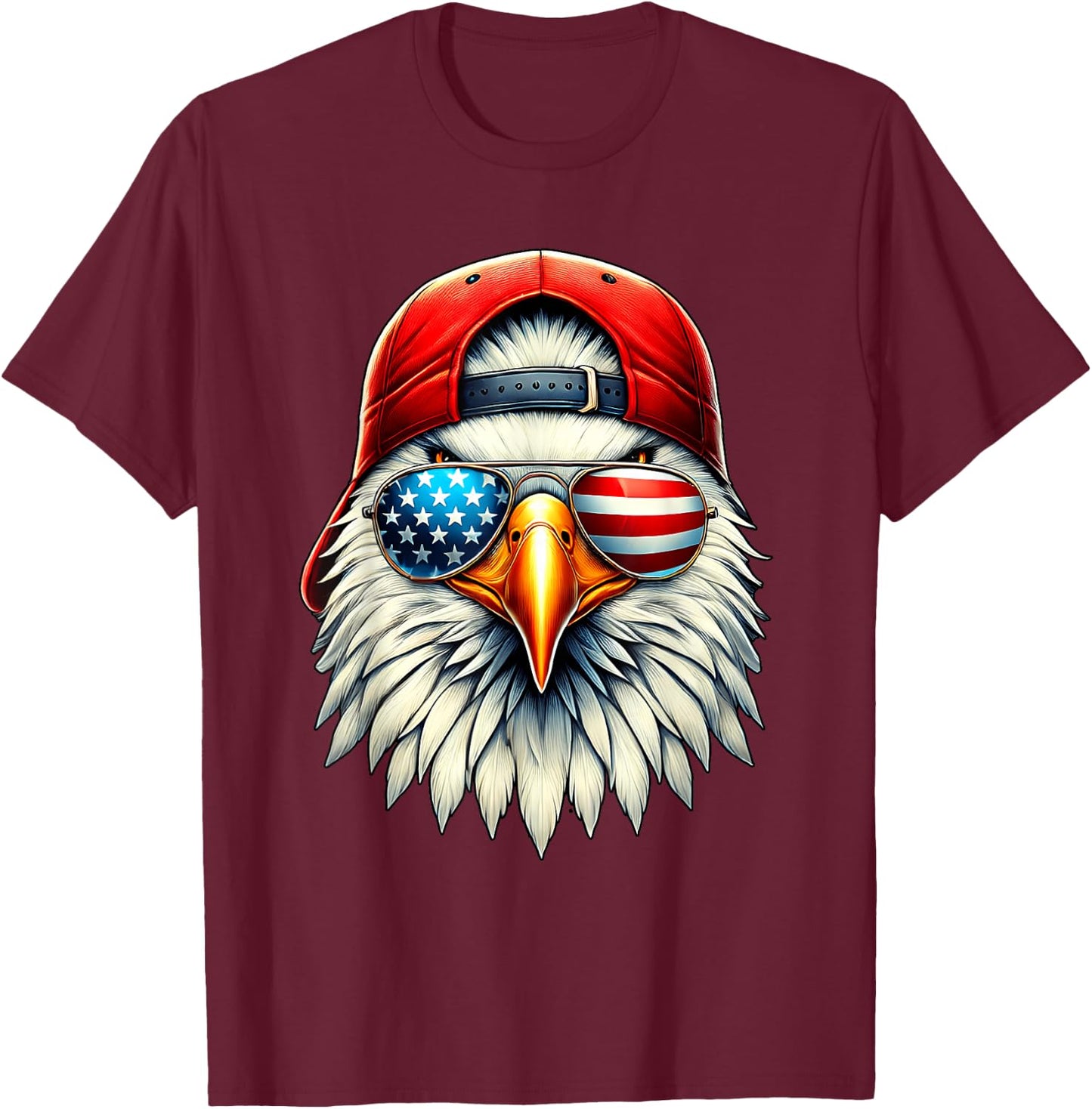 Cool Eagle American Flag USA Funny 4th Of July Fourth Boys T-Shirt - T-Shirt | Maroon