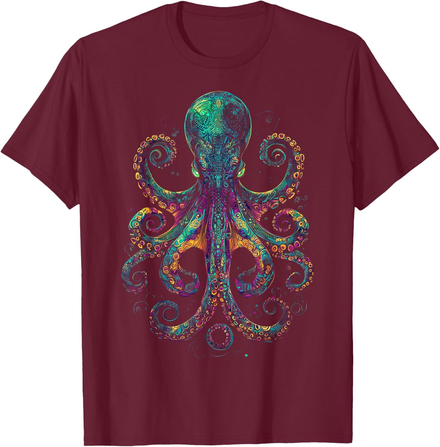 Grunge Octopus | Graphic T-Shirt - T-Shirt | Maroon