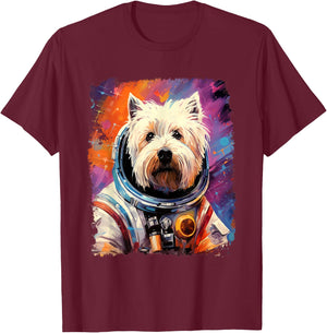 Westie Dog West Highland White Terrier Space T-Shirt - T-Shirt | Maroon