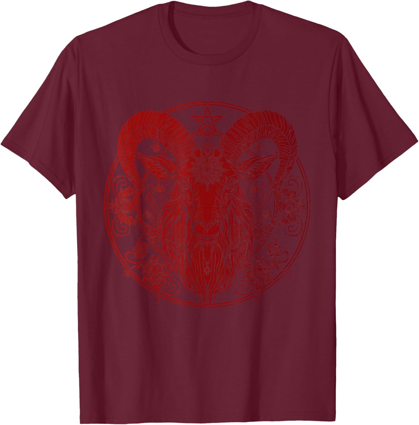 Baphomet Goat Pentagram Satanist Halloween Metal Head T-Shirt - T-Shirt | Maroon