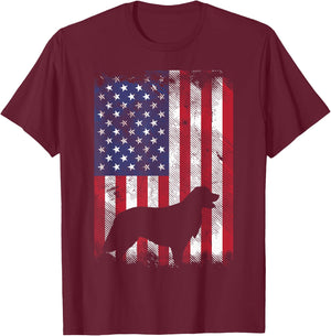 America Flag Golden Retriever 4th Of July US Patriotic Dog T-Shirt - T-Shirt | Maroon