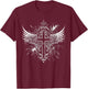 Cross Wings Y2K Alt Grunge Emo Aesthetic Gothic Print , black T-Shirt - T-Shirt | Maroon