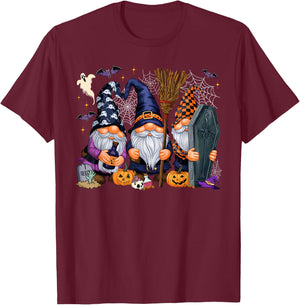 Gnome Witch Halloween Pumpkin Autumn Fall Holiday 2024 T-Shirt - T-Shirt | Maroon