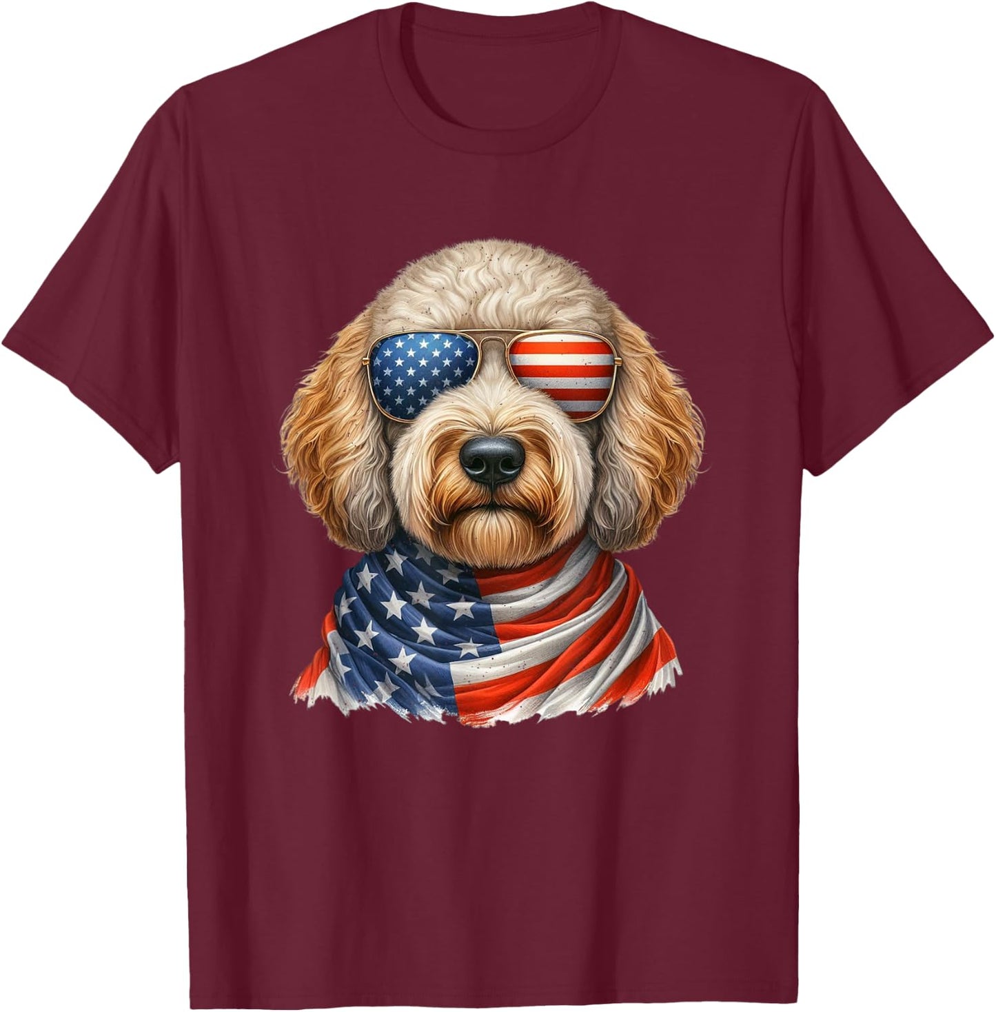 Labradoodle American Flag 4th Of July Patriotic Dog Lover T-Shirt - T-Shirt | Maroon