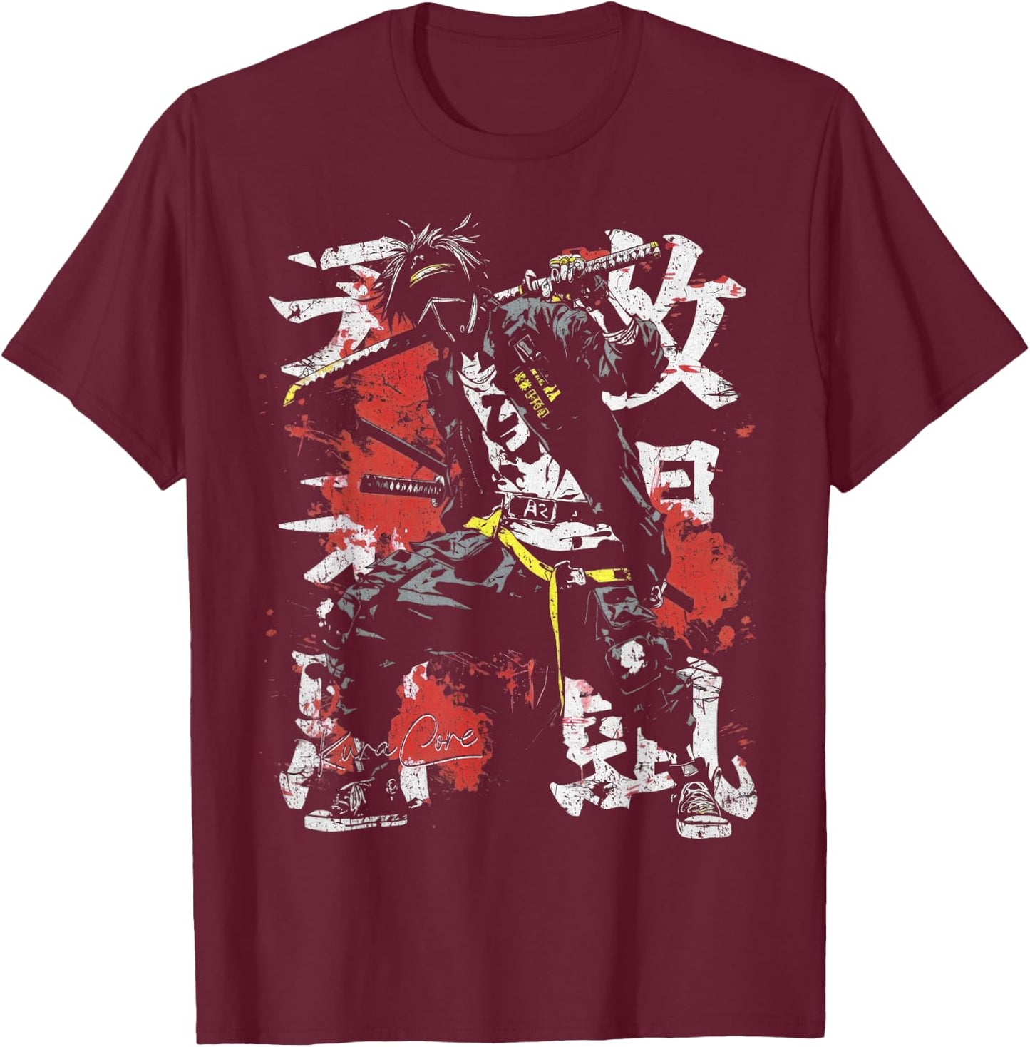 Japan Streetwear Cyberpunk Y2K Techwear Retro Manga Anime T-Shirt - T-Shirt | Maroon