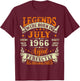 Legends were Born in July 1966 Retro 60th Birthday Men Women T-Shirt - T-Shirt | Maroon